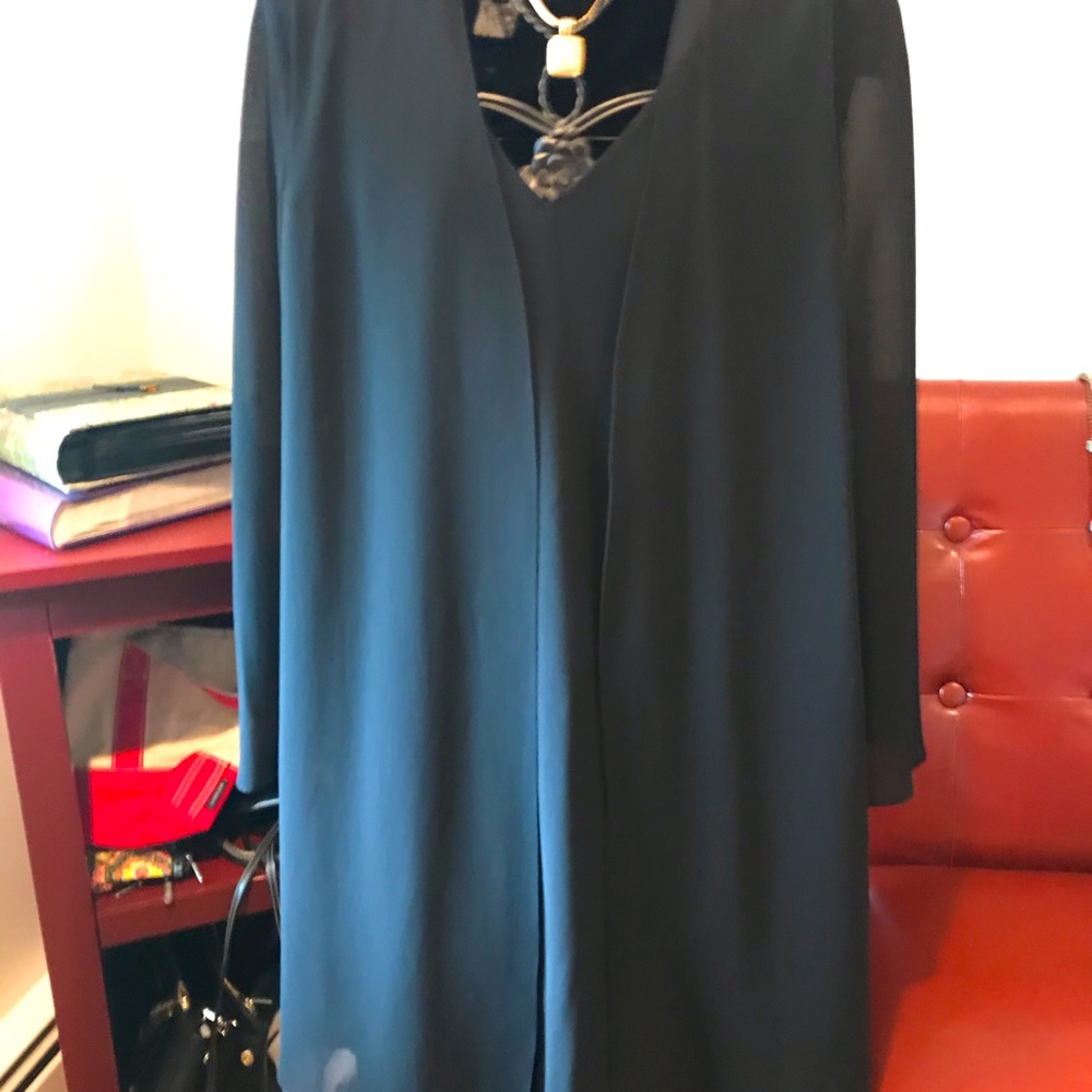 Black dress with attached sheer jacket perfect for wedding